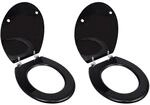 vidaXL Toilettensitze mit Deckel 2 Stk MDF Schwarz 275908