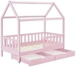 Juskys Kinderbett Marli 90 x 200 cm mit Bettkasten Rosa