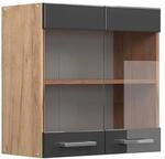 Vicco K&uuml;chenglasschrank R-Line Anthrazit Hochglanz Goldkraft Eiche 60 cm