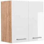 Vicco H&auml;ngeschrank R-Line H&auml;ngender K&uuml;chenschrank Wei&szlig; Hochglanz Goldkraft Eiche