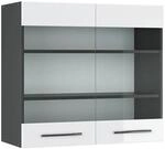 Vicco K&uuml;chenglasschrank Fame-Line Glash&auml;ngeschrank Wei&szlig; Hochglanz/Anthrazit 80 cm