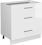 Vicco K&uuml;chenunterschrank Fame-Line Wei&szlig; Hochglanz/Wei&szlig; 80 cm mit 3 Schubladen ohne
