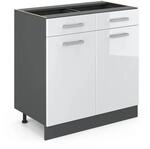 Vicco K&uuml;chenunterschrank R-Line Wei&szlig; Hochglanz 80 cm ohne Arbeitsplatte