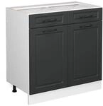 Vicco K&uuml;chenunterschrank R-Line Anthrazit Landhaus/Wei&szlig; 80 cm ohne Arbeitsplatte