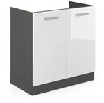 Vicco Sp&uuml;lenunterschrank R-Line Wei&szlig; Hochglanz/Anthrazit 80 cm ohne Arbeitsplatte