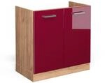 Vicco Sp&uuml;lenunterschrank R-Line Bordeaux Hochglanz/Goldkraft Eiche 80 cm ohne