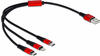 USB Ladekabel, USB-A Stecker > USB-C + Micro USB + Lightning Stecker -...