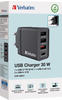 Ladegerät 30W, 1x USB-C , 3x USB-A - schwarz, PD 3.0, QC 3.0