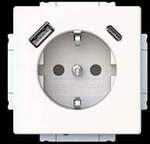 Schutzkontaktsteckdose mit USB Typ A und USB Typ C