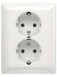 Schutzkontakt-Doppelsteckdose Schuko Typ F, 16 Ampere, 250 Volt, Unterputz, mit