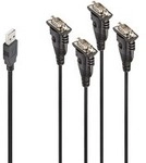 USB 1.1 Adapter, USB-A Stecker > 4x Seriell RS232 Stecker