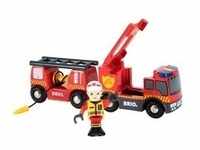 World Feuerwehr-Leiterfahrzeug, Spielfahrzeug - rot/gelb, mit Licht & Sound