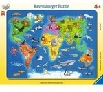 Kinderpuzzle Weltkarte mit Tieren