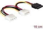 Stromkabel 4 Pin Stecker > SATA 15 Pin Buchse + Floppy 4 Pin Buchse, Y-Kabel