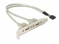 USB 2.0 Slotblende, 10 Pin Header > 2x USB-A Buchse - grau, 30cm Kabel