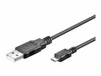 USB 2.0 Kabel, USB-A Stecker > Micro-USB Stecker - schwarz, 1,8 Meter, doppelt