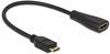 Kabel HDMI mini C Stecker > HDMI-A Buchse, Adapter - schwarz, 23cm