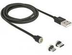 Magnetisches USB 2.0 Kabel, USB-A Stecker > USB-C + Micro-USB Stecker