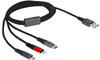 USB Ladekabel, USB-A Stecker > USB-C + Micro USB + Lightning Stecker -...