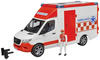 MB Sprinter Ambulanz mit Fahrer, Modellfahrzeug - rot/weiß