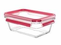 CLIP & CLOSE Glas-Frischhaltedose 0,85 Liter - transparent/rot, rechteckig