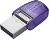 DataTraveler microDuo 3C 128 GB, USB-Stick - violett/transparent, USB-A 3.2 Gen 1,
