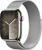 Watch Series 9, Smartwatch - silber/silber, Edelstahl, 45 mm, Milanaise Armbamd,