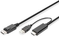 DIGITUS Adapterkabel HDMI auf DisplayPort,4K@30Hz externe Stromquelle, 2m