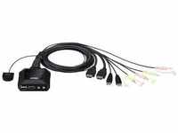 Aten CS22H 2-Port USB 4K HDMI Kabel KVM Switch mit Audio und Remote
