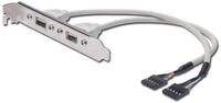 DIGITUS USB Slotblechkabel, 2x Typ A - 2x5pin IDC, Bu/Bu,0.25m beige