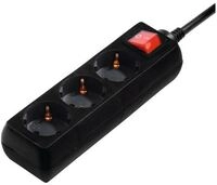 Hama 00108816 Steckdosenleiste, 3-fach, mit Schalter, 3 m, Schwarz