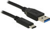 DeLOCK USB 3.1 Kabel 1m A zu C SuperSpeed Gen2 St./St. schwarz 83870
