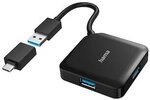 Hama 00200116 USB-Hub, 4 Ports, USB 3.2 Gen1, 5 Gbit/s, inkl. USB-C Adapter