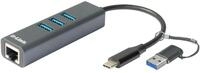 D-Link DUB-2332 USB-C/USB-Gigabit-Ethernet-Adapter mit 3 USB-3.0-Anschl&uuml;ssen
