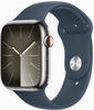 Apple Watch Series 9 LTE 45mm Edelstahl Silber Sportarmband Sturmblau S/M MRMN3QF/A
