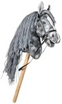 HKM Hobby Horsing Steckenpferd f&uuml;r Kinder, Hobby Horse mit Trense & Holzstiel, grau