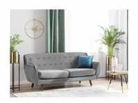 Sofa Grau Samtstoff 3-Sitzer Minimalistisch Retro Wohnzimmer
