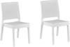 Gartenstühle im 2er Set Weiß aus Kunststoff Rattanoptik Balkon / Terrasse /