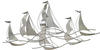 Wanddekoration Silber / Weiß Segelboote Unregelmäßig 67 x 132 cm aus Metall