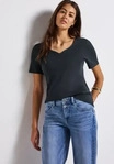 Street One CCA3236751685936, Street One Frauen T-Shirt mit Herzausschnitt in Blau,