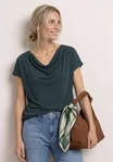 Street One CCA3252611774234, Street One Silk-Look Shirt mit Waterfall-Front Gr&uuml;n