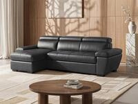 Vente-unique Ecksofa mit Schlaffunktion - Leder - Ecke Links - Anthrazit - JONOVA