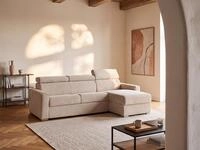 Vente-unique Ecksofa mit Matratze - Ecke wechselbar - Cord - Beige - Liegefl&auml;che mit