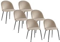Vente-unique Stuhl 6er-Set - Samt & Schwarzes Metall - Beige - MELBOURNE 771765