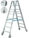 Doppelleiter Krause Stabilo fahrbar - 2x8 Stufen beidseitig besteigbare Stufenleiter