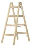 Doppelleiter Hymer Holz-Sprossenstehleiter 2x4 Sprossen Holz-Malerleiter f&uuml;r den