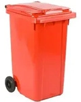 M&uuml;lltonne ESE Kunststoff 240 L rot mit Klappdeckel und Rollen,...
