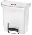 Treteimer Rubbermaid Slim Jim Kunststoff wei&szlig; 15 L Tretabfallbeh&auml;lter mit Pedal an