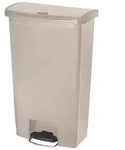 Treteimer Rubbermaid Slim Jim Kunststoff beige 68 L Tretabfallbeh&auml;lter mit Pedal an