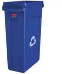 Rubbermaid Slim Jim mit Luftschlitze 87 L blau VB 186383 mit Recyclingsymbol und